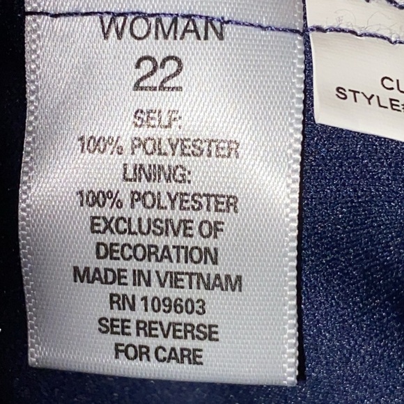 ROZ & ALI WO SIZE 22 NAVY LASER CUT-CROCHET LOOK BELL SLEEVES  FULLY LINED EUC - Picture 4 of 14